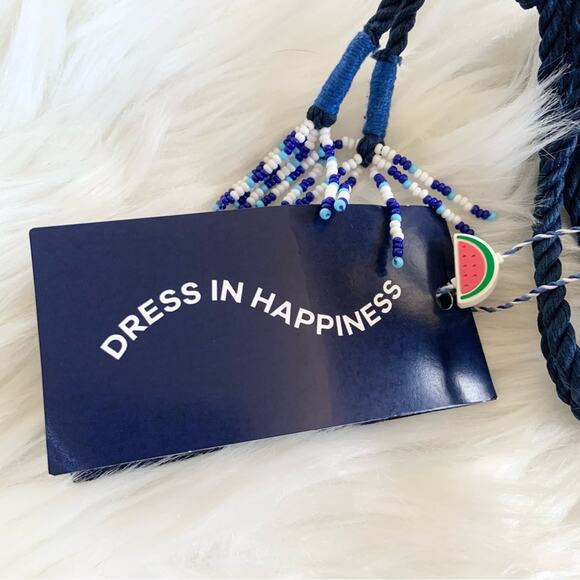 Farm Rio Blue Beaded Flat Lace Up Sandals White Vacation Size 6 NEW WITHOUT BOX - Picture 13 of 16